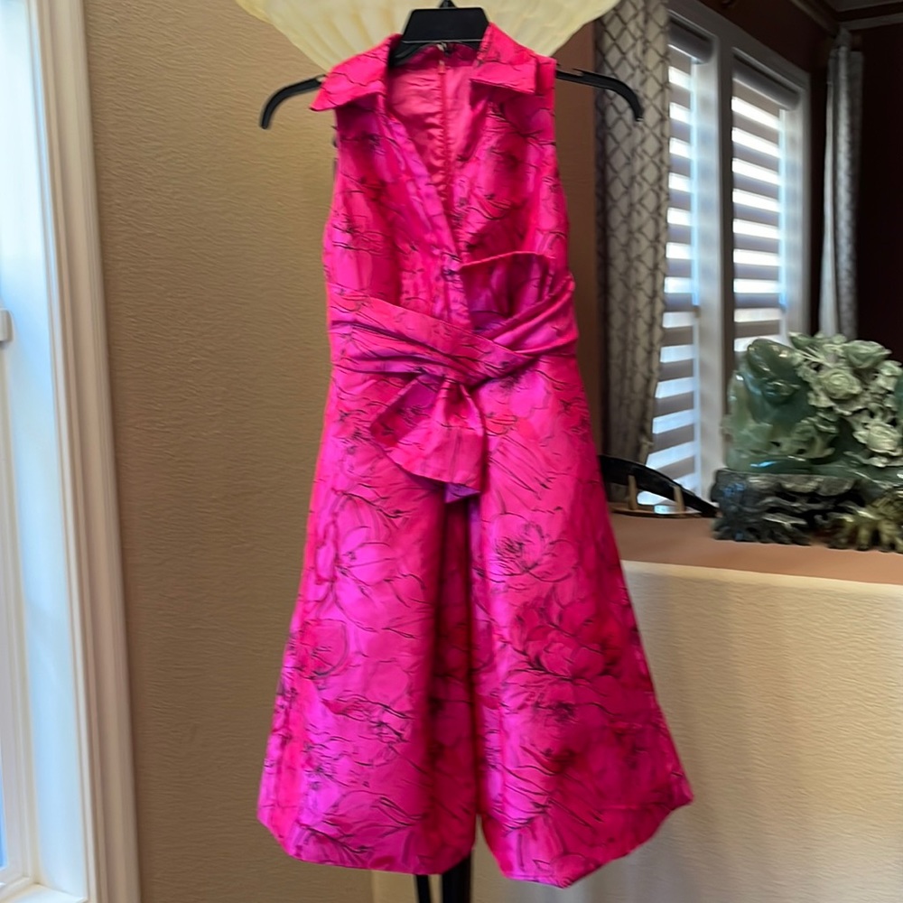 Almost new Theia hot pink dress with bow